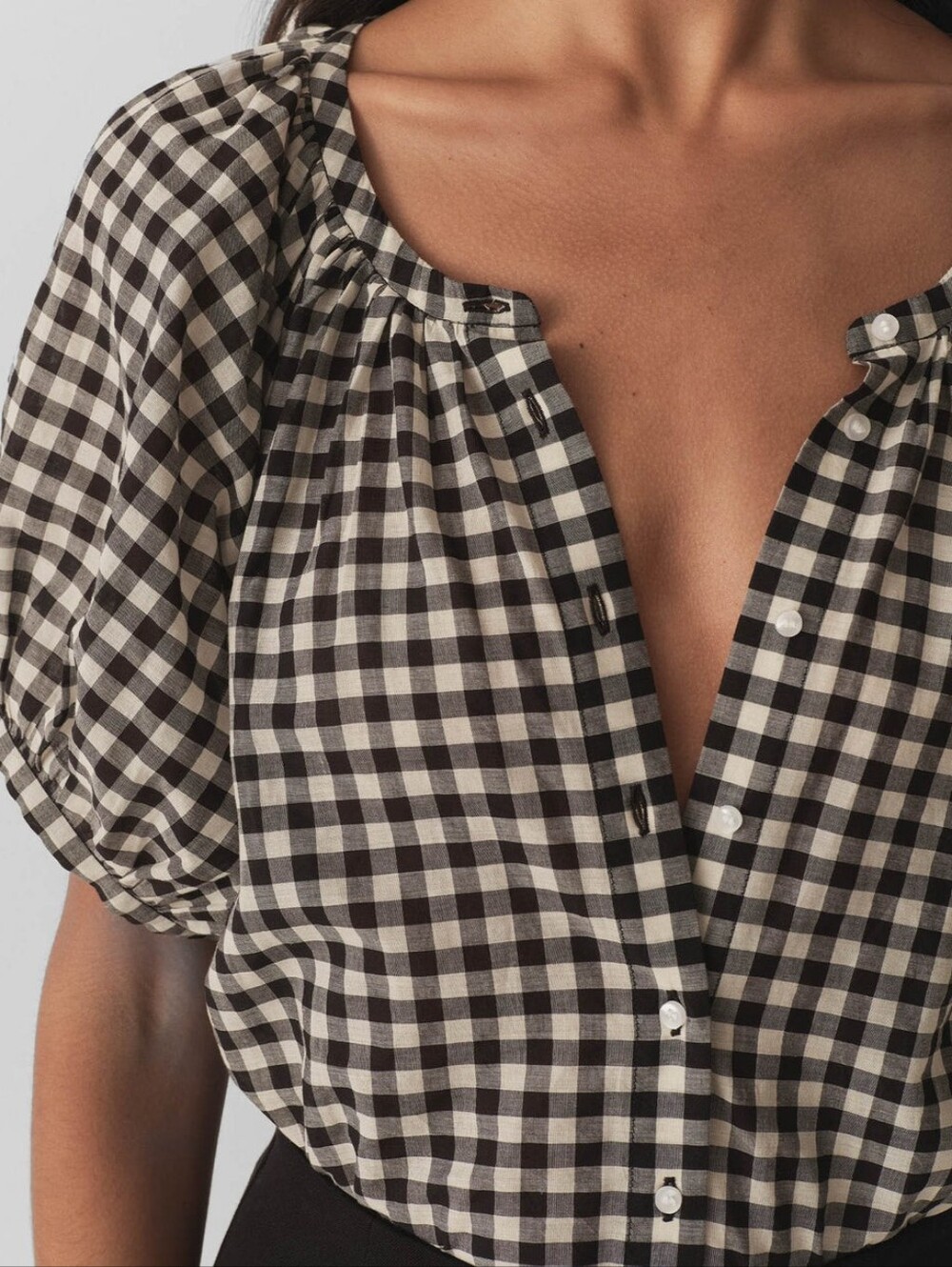 Doen June Top in Noir Greta Gingham size L NWT - Picture 3 of 11